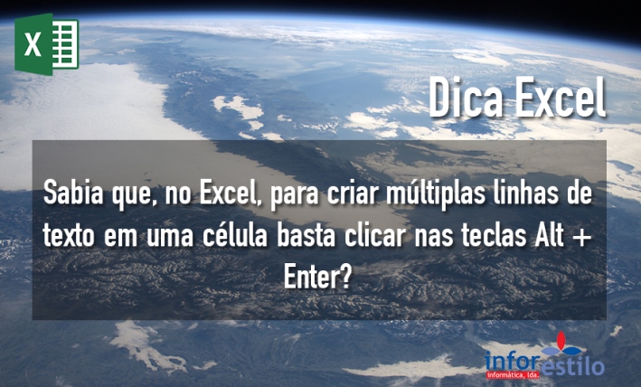 Leia mais sobre o artigo Dica Excel – Criar Múltiplas Linhas Numa Célula
